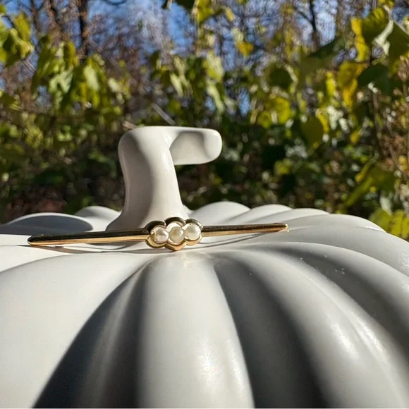 Vintage Albert Scharning 14K Gold Pearl Bar Brooch Pin 585 [with stamp]✨ - Picture 5 of 10